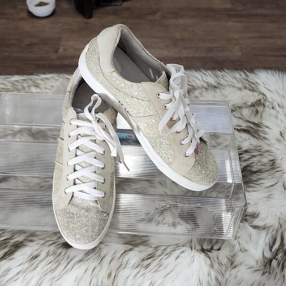 JOIE Dakota GLITTER LACE UP SNEAKERS SIZE 39.5 GUC - Picture 1 of 16